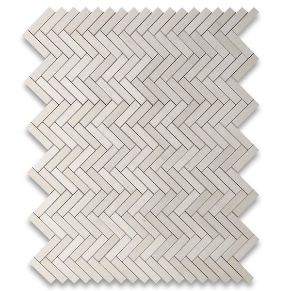 Marble Online Moleanos 9" x 11" Marble Herringbone Mosaic Wall & Floor